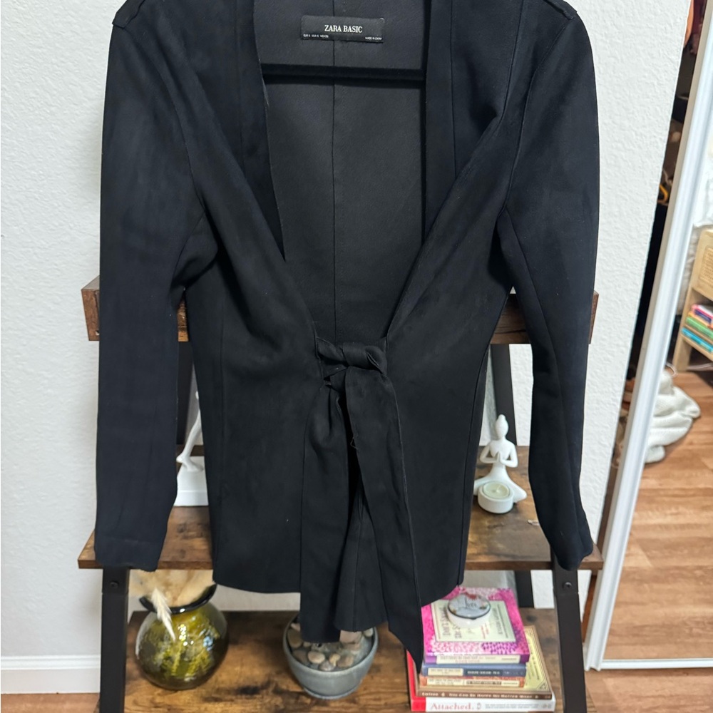 Zara Black Tie-Front Blazer